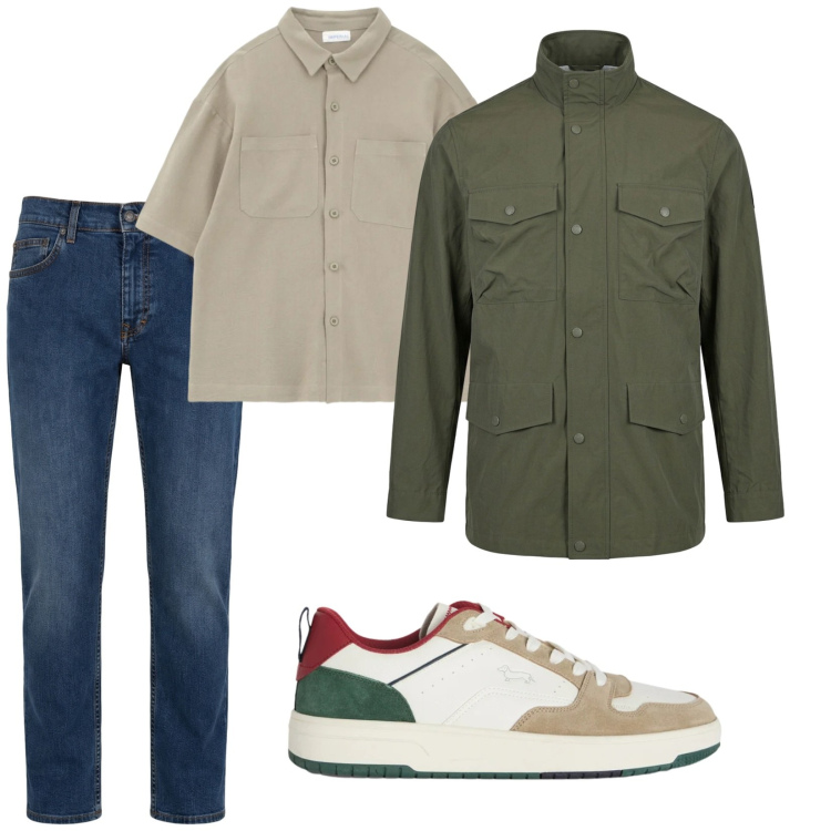 Outfit uomo - Total look #2390089. Stile Trendy per Tutti i giorni. Abbinamento con camicie a manica corta, jeans, sneakers, giacche.