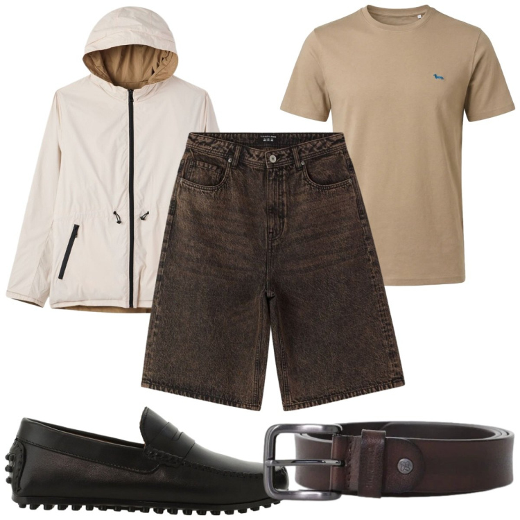 Outfit uomo - Total look #2390094. Stile Casual per Tutti i giorni. Abbinamento con bermuda, giacche, scarpe stringate, cinture, t-shirt.