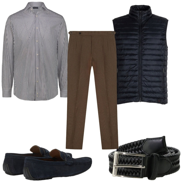 Outfit uomo - Total look #2390097. Stile Casual per Tutti i giorni. Abbinamento con cinture, scarpe stringate, piumini, pantaloni, camicie.