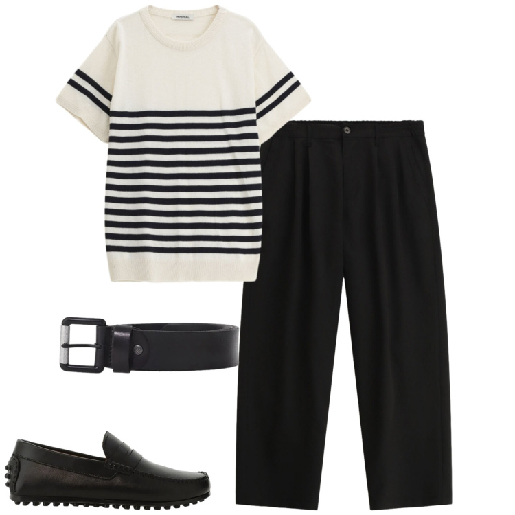 Outfit uomo - City. Stile Urban per Tutti i giorni. Abbinamento con maglieria, scarpe stringate, pantaloni, cinture.