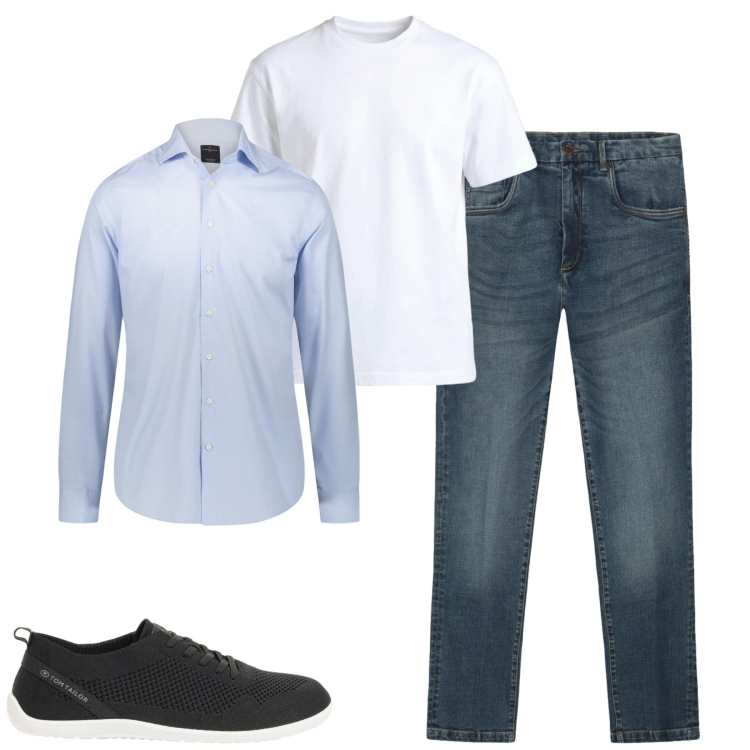 Outfit uomo - City. Stile Urban per Tutti i giorni. Abbinamento con sneakers, t-shirt, camicie, jeans.