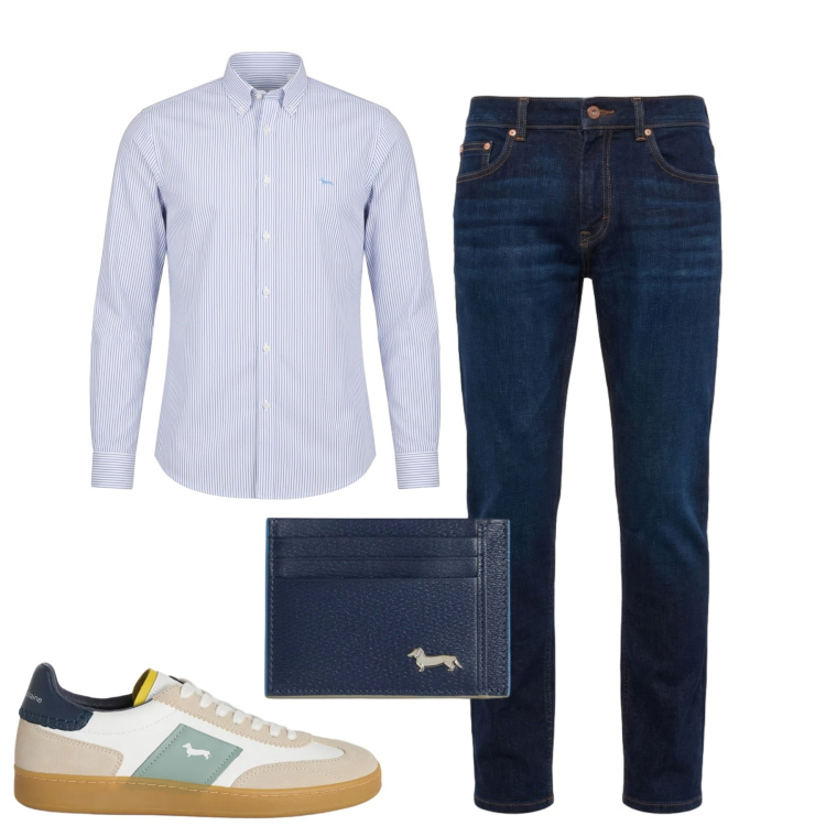 Outfit uomo - Total look #2390128. Stile Urban per Tutti i giorni. Abbinamento con portafogli, jeans, camicie, sneakers.