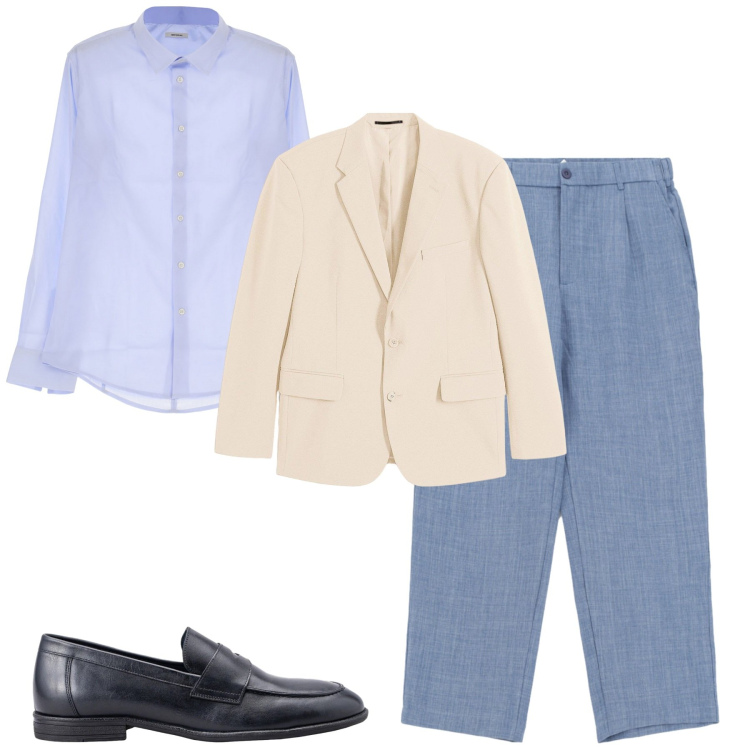 Outfit uomo - City. Stile Business/Elegante per Tutti i giorni. Abbinamento con giacche, camicie, pantaloni, scarpe stringate.