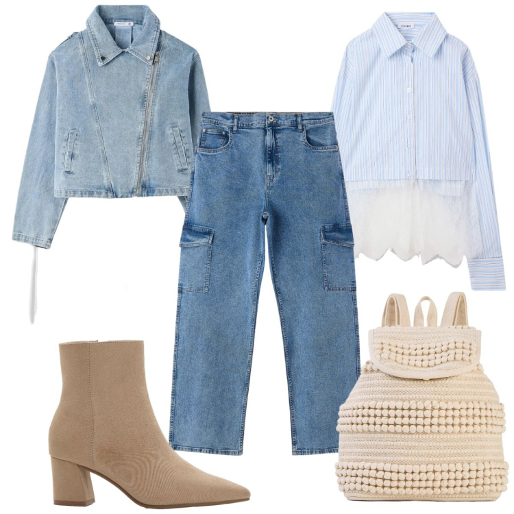 Outfit donna - Total look #2390154. Stile Boho per Tutti i giorni. Abbinamento con stivaletti, zaini, camicie, jeans dritti, cappotti.