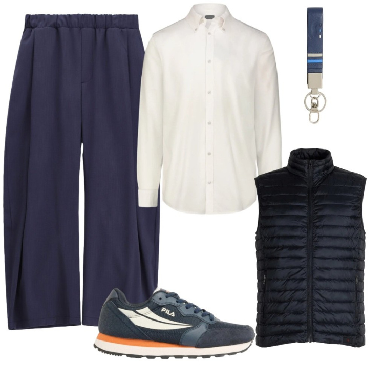 Outfit uomo - #in.blu. Stile Urban per Tutti i giorni. Abbinamento con sneakers, pantaloni, portachiavi, piumini, camicie.