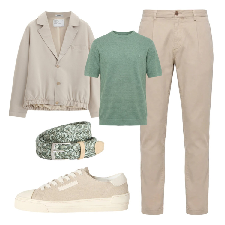 Outfit uomo - Smart casual. Stile Urban per Tutti i giorni. Abbinamento con giacche, sneakers, pantaloni, t-shirt, cinture.