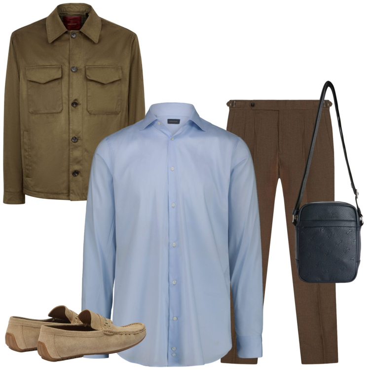 Outfit uomo - Total look #2390215. Stile Urban per Tutti i giorni. Abbinamento con borse sportive, scarpe stringate, giacche, camicie, pantaloni.