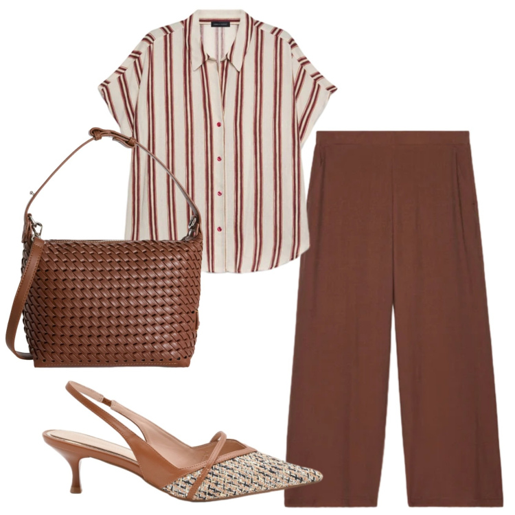 Outfit donna - Total look #2390220. Stile Basic per Ufficio. Abbinamento con camicie a manica corta, pantaloni, décolleté, borse a spalla.
