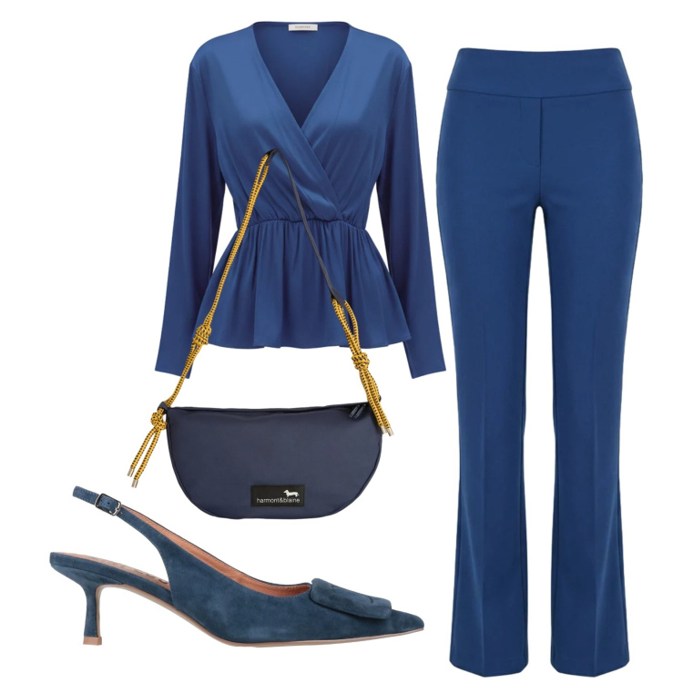 Outfit donna - Total look #2390223. Stile Chic per Serata fuori. Abbinamento con décolleté, bluse, pantaloni, borse a tracolla.