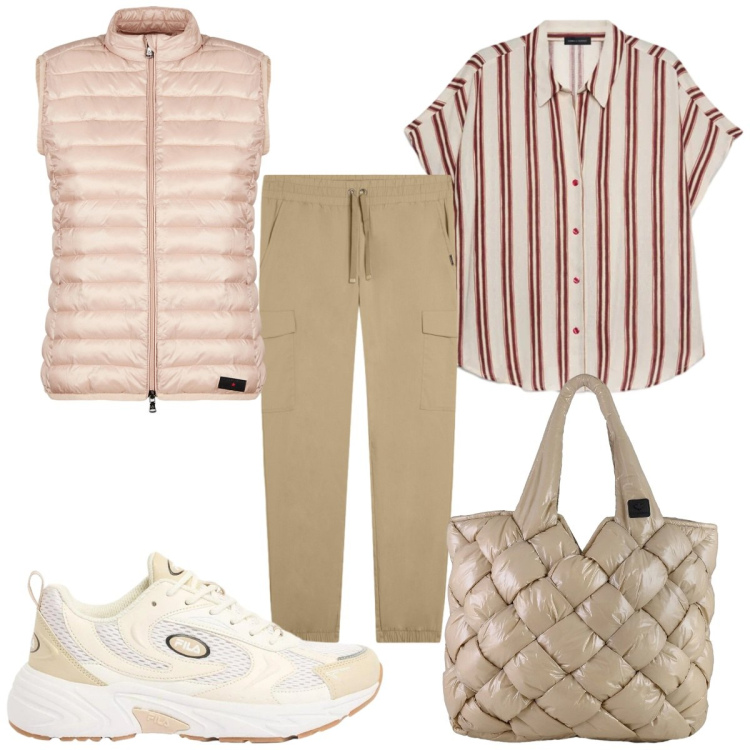 Outfit donna - Total look #2390228. Stile Trendy per Tutti i giorni. Abbinamento con sneakers, camicie a manica corta, pantaloni cargo, piumini, borse tote.