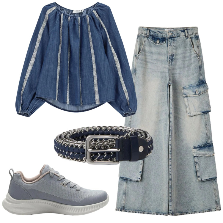 Outfit donna - Total look #2390233. Stile Trendy per Tutti i giorni. Abbinamento con sneakers, jeans, cinture, bluse.