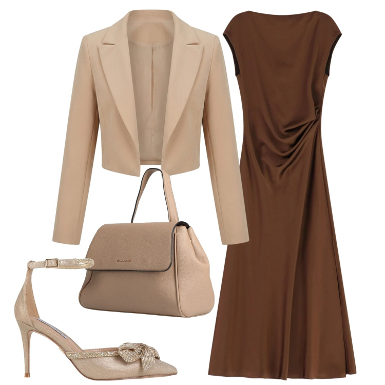 Outfit donna - Total look #2390240. Stile Chic per Cerimonia. Abbinamento con zaini, décolleté, vestiti midi/longuette, bolero.