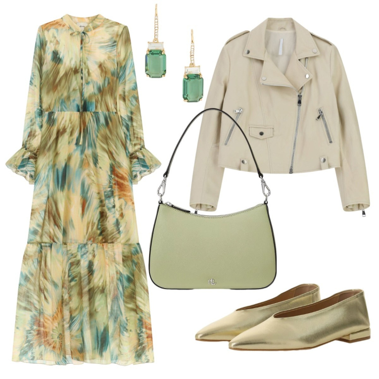 Outfit donna - Cerimonia. Stile Chic per Cerimonia. Abbinamento con giacche, vestiti lunghi, ballerine, borse a spalla, orecchini.