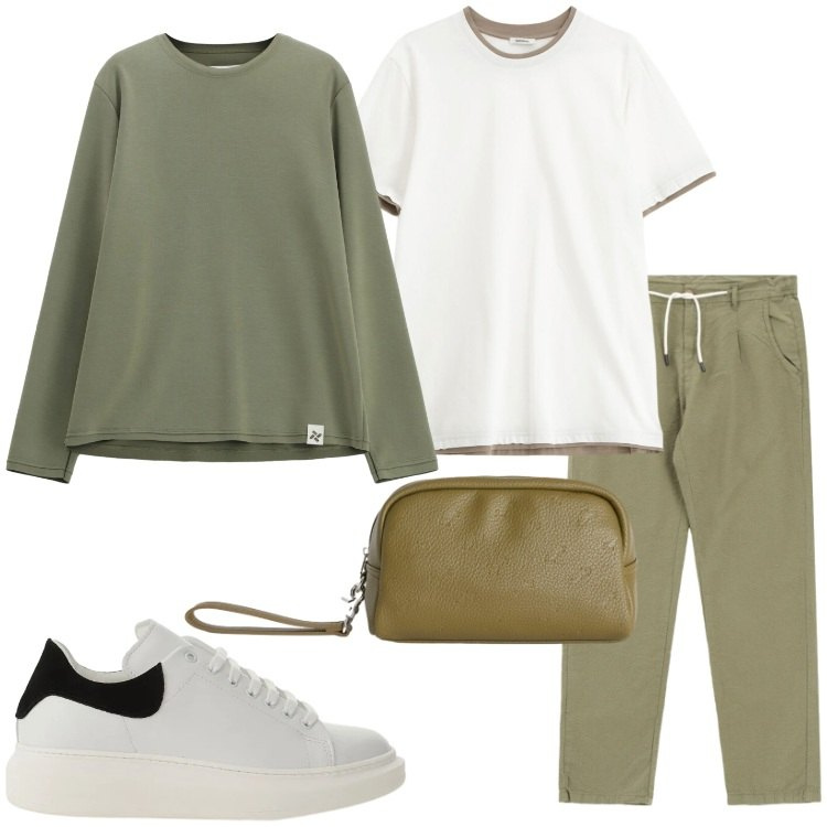 Outfit uomo - Casual con stile. Stile Casual per Tutti i giorni. Abbinamento con t-shirt, pantaloni, sneakers, felpe, borse sportive.