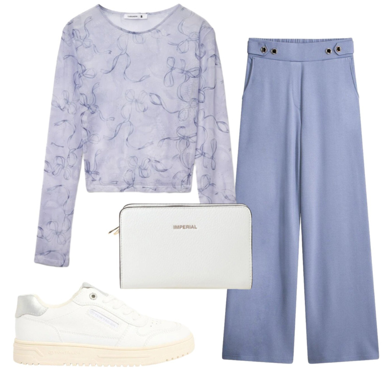 Outfit donna - Total look #2390300. Stile Basic per Tutti i giorni. Abbinamento con pantaloni, sneakers, t-shirt, borse a tracolla.