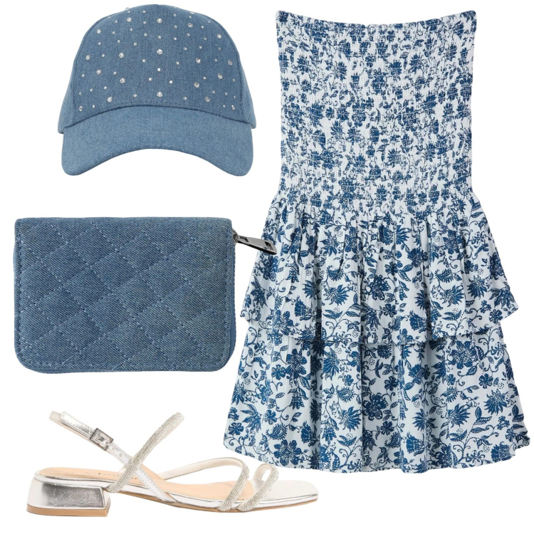 Outfit donna - Total look #2390305. Stile Romantica per Mare. Abbinamento con sandali, vestiti corti, portafogli, cappelli.