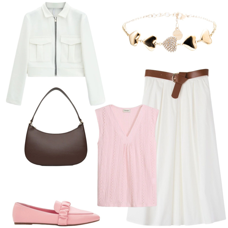 Outfit donna - Total look #2390462. Stile Vintage retrò per Tutti i giorni. Abbinamento con top, mocassini, borse a tracolla, gonne longuette, cappotti, braccialetti.