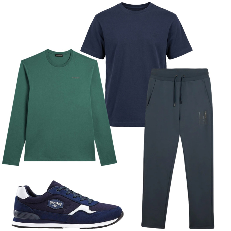 Outfit uomo - Total look #2390511. Stile Urban per Sport. Abbinamento con sneakers, t-shirt, pantaloni, t-shirt.
