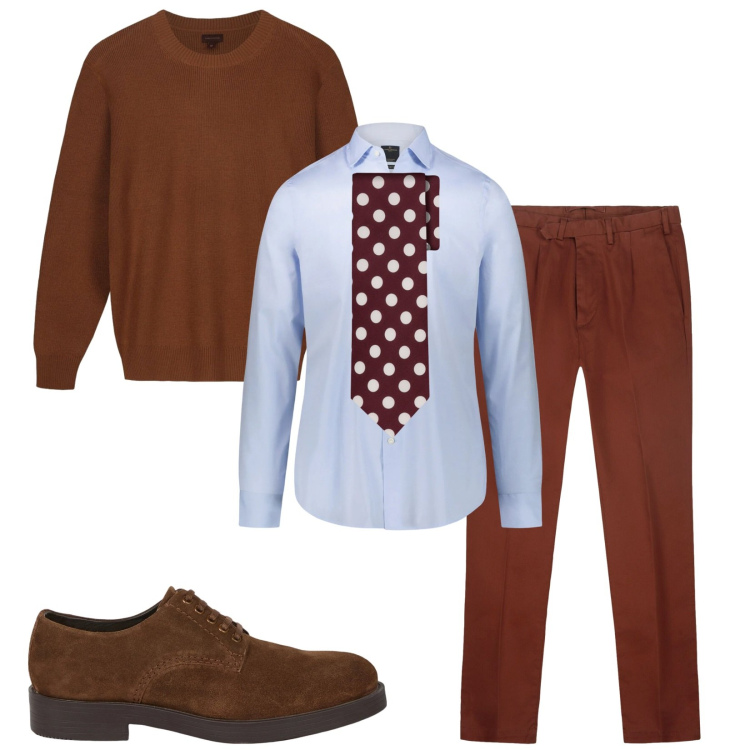 Outfit uomo - Total look #2390516. Stile Business/Elegante per Ufficio. Abbinamento con maglieria, camicie, scarpe stringate, cravatte, pantaloni.