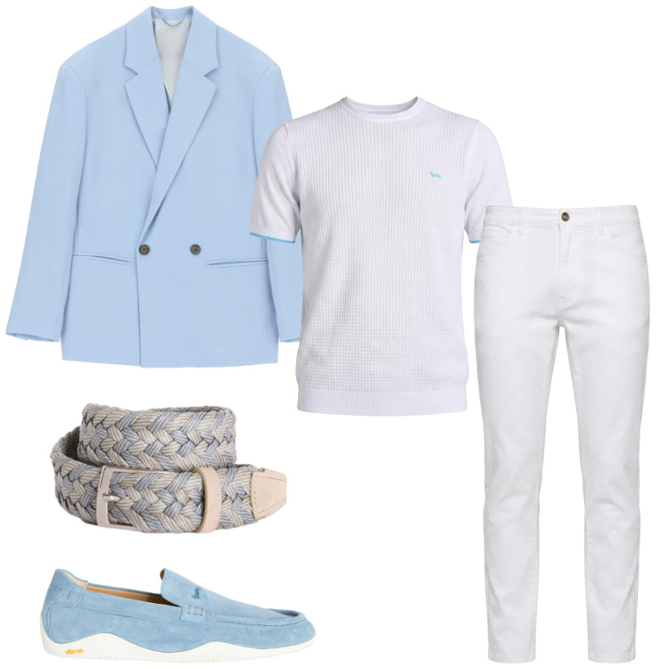 Outfit uomo - Total look #2390521. Stile Business/Elegante per Serata speciale. Abbinamento con giacche, scarpe stringate, t-shirt, cinture, jeans.