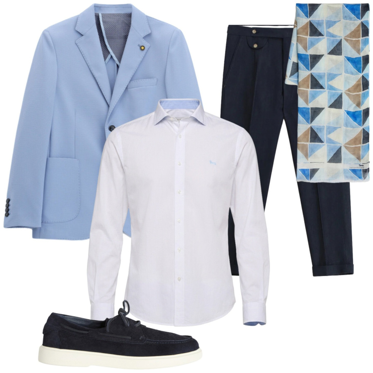 Outfit uomo - Total look #2390524. Stile Business/Elegante per Ufficio. Abbinamento con pantaloni, giacche, scarpe stringate, sciarpe, camicie.
