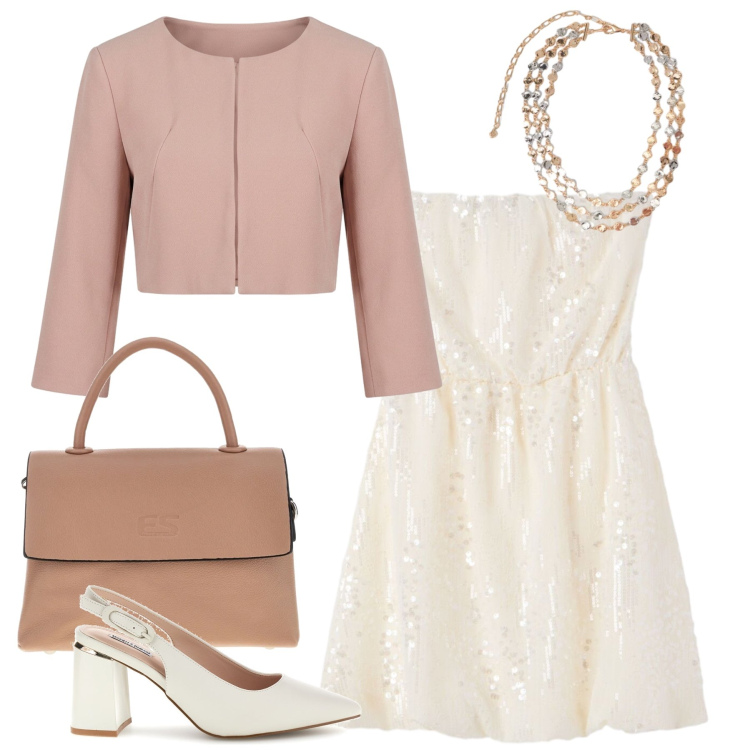 Outfit donna - Total look #2390525. Stile Glamour per Serata fuori. Abbinamento con vestiti corti, collane, bolero, borse a tracolla, décolleté.