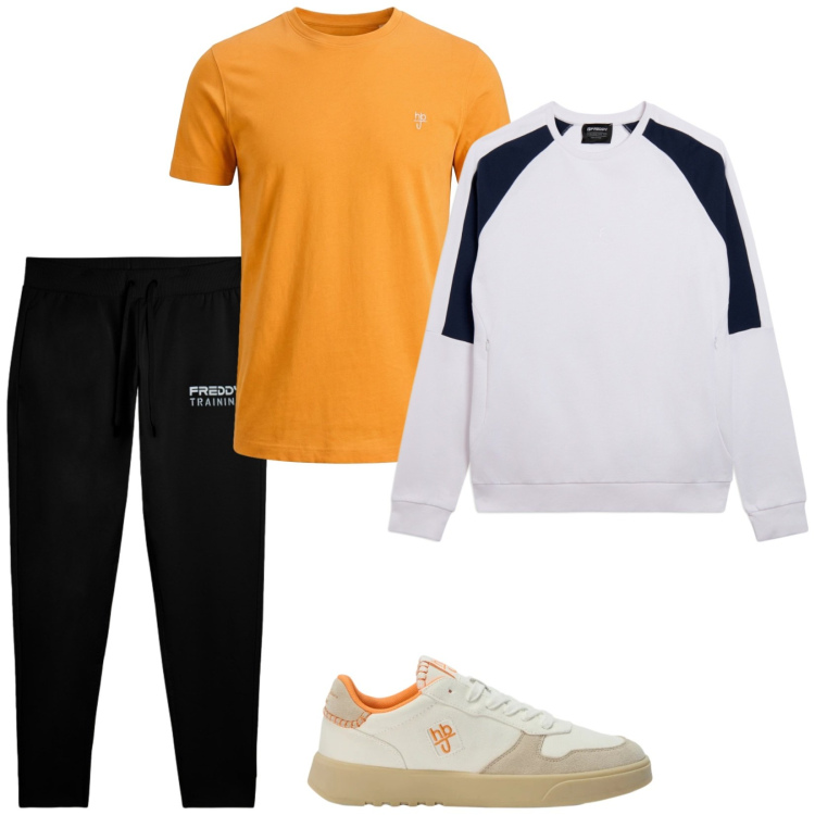 Outfit uomo - Sport. Stile Casual per Sport. Abbinamento con sneakers, t-shirt, pantaloni, felpe.