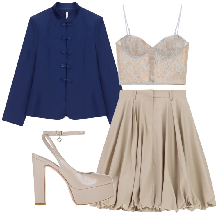 Outfit donna - Total look #2390557. Stile Glamour per Serata fuori. Abbinamento con décolleté, canottiere, blazer, gonne longuette.