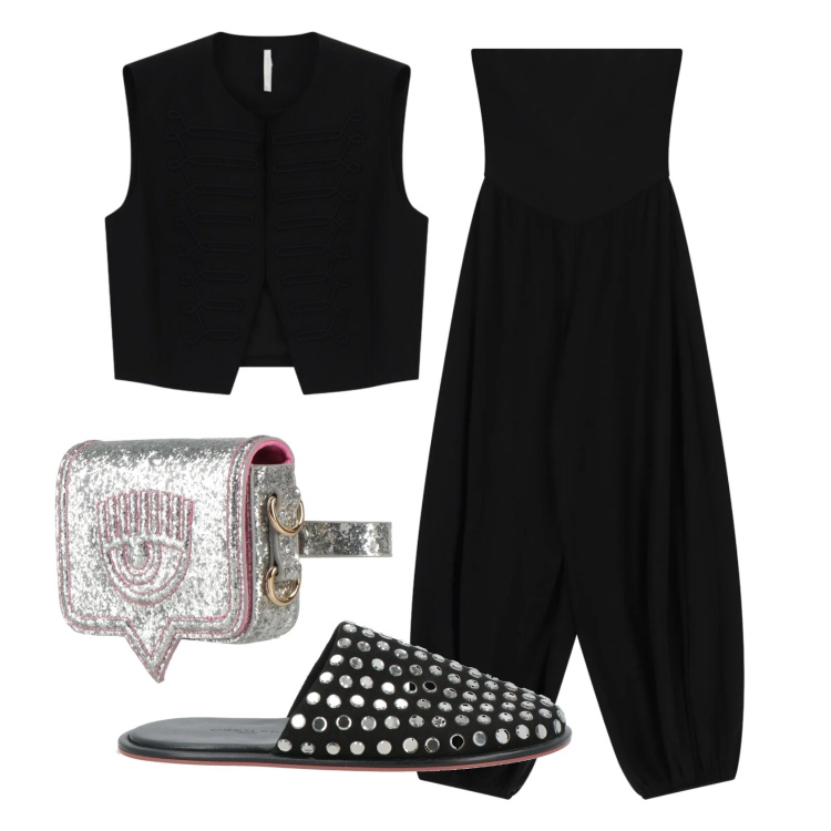 Outfit donna - Total look #2390561. Stile Minimal per Serata fuori. Abbinamento con marsupi, pantofole, tute, gilet.