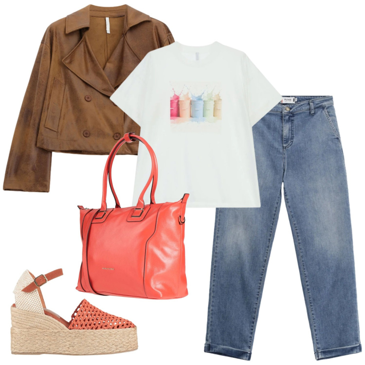 Outfit donna - Relax. Stile Casual per Scuola/Università. Abbinamento con zaini, espadrillas, jeans, giacche, t-shirt.