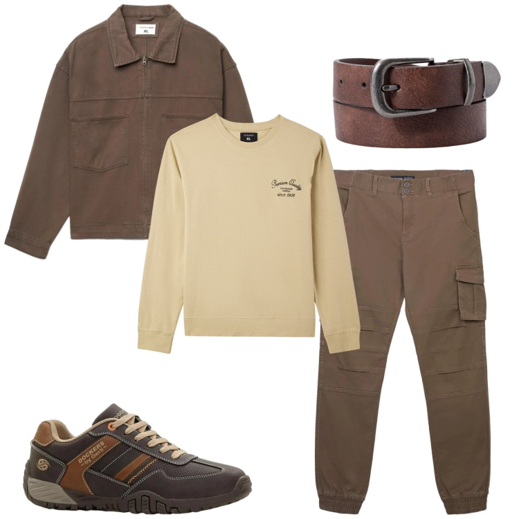 Outfit uomo - Total look #2390579. Stile Casual per Tutti i giorni. Abbinamento con sneakers, felpe, pantaloni cargo, cappotti, cinture.