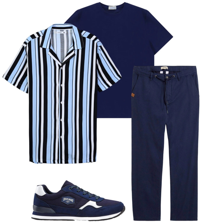Outfit uomo - Total look #2390581. Stile Trendy per Tutti i giorni. Abbinamento con sneakers, pantaloni chino, camicie a manica corta, t-shirt.