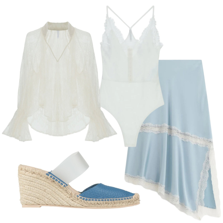 Outfit donna - Total look #2390587. Stile Boho per Tutti i giorni. Abbinamento con espadrillas, gonne longuette, bluse, top.