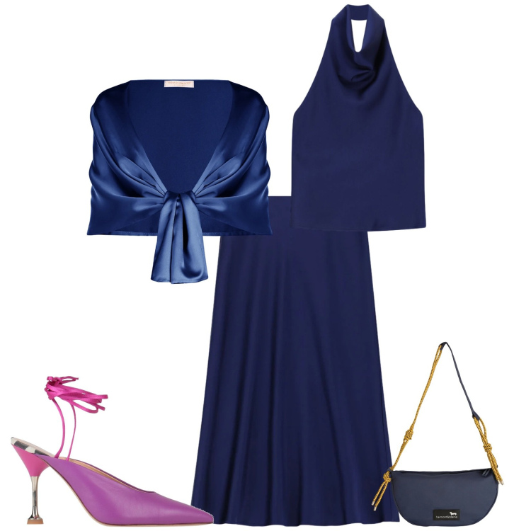 Outfit donna - Total look #2390591. Stile Bon Ton per Cerimonia. Abbinamento con décolleté, top, gonne longuette, stole, borse a tracolla.