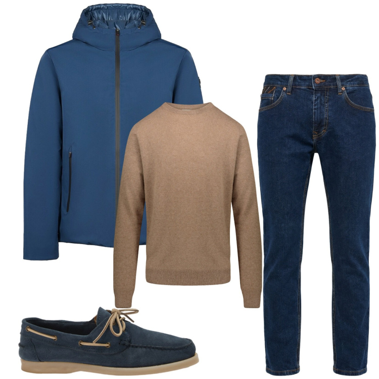 Outfit uomo - Total look #2390664. Stile Casual per Tutti i giorni. Abbinamento con pantaloni, scarpe stringate, parka, maglieria.