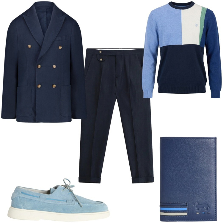 Outfit uomo - Total look #2390797. Stile Casual per Tutti i giorni. Abbinamento con pantaloni, portafogli, maglieria, scarpe stringate, giacche.