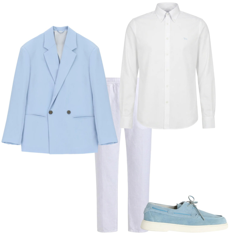Outfit uomo - Cerimonia informale. Stile Business/Elegante per Cerimonia. Abbinamento con giacche, camicie, pantaloni, scarpe stringate.