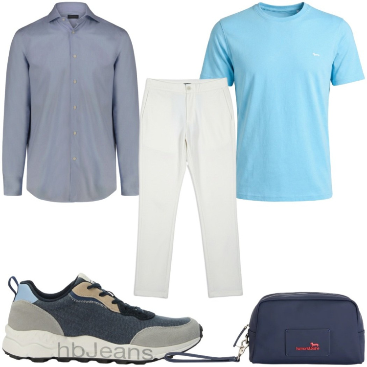Outfit uomo - Total look #2390802. Stile Casual per Tutti i giorni. Abbinamento con borse sportive, t-shirt, sneakers, pantaloni, camicie.