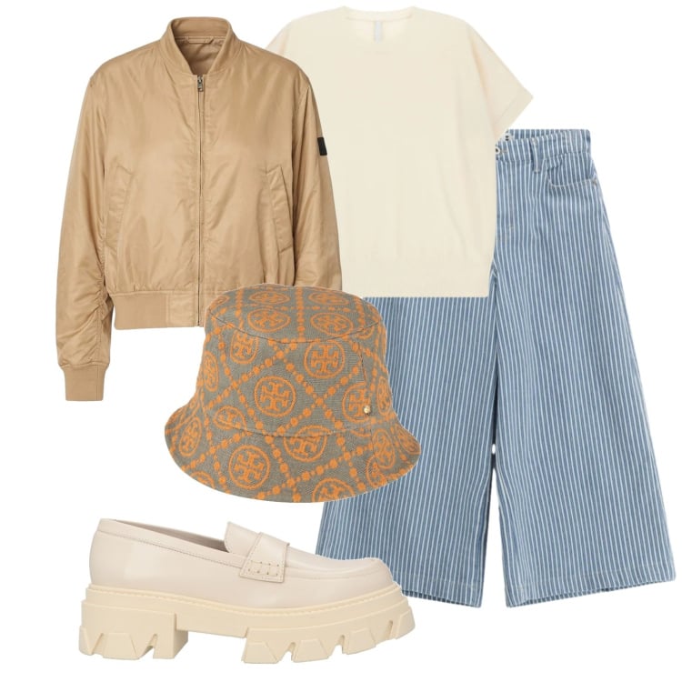 Outfit donna - Urban in April. Stile Urban per Tutti i giorni. Abbinamento con cappelli, mocassini, jeans, t-shirt, bomber.