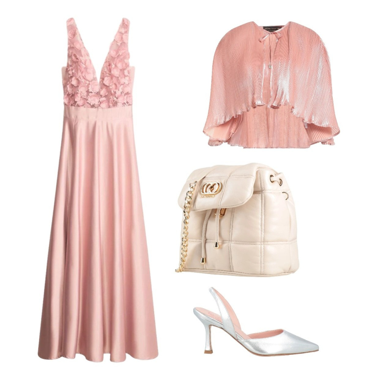 Outfit donna - Invitata romantica. Stile Romantica per Cerimonia. Abbinamento con blazer, valigie, décolleté, vestiti lunghi.
