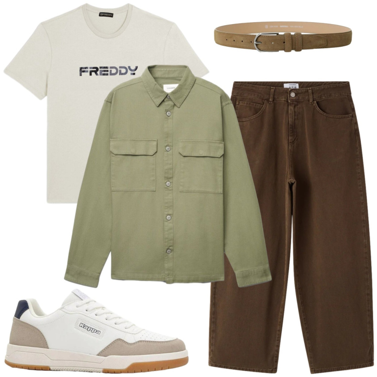 Outfit uomo - Sneakers di primavera. Stile Casual per Tutti i giorni. Abbinamento con sneakers, cappotti, pantaloni, cinture, t-shirt.