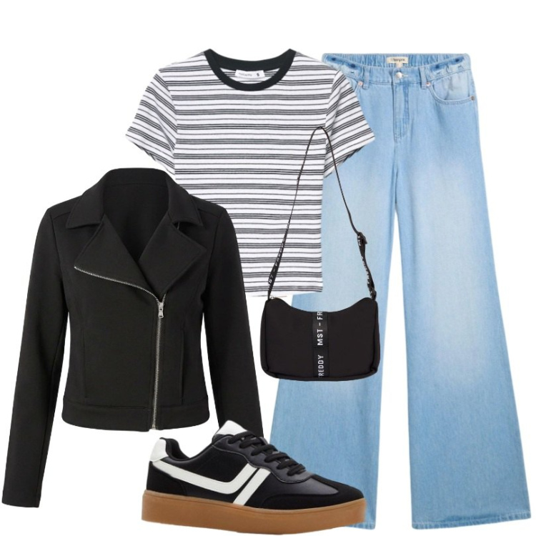 Outfit donna - Comfort e versatilità. Stile Urban per Tutti i giorni. Abbinamento con jeans, sneakers, t-shirt, giacche, borse a tracolla.