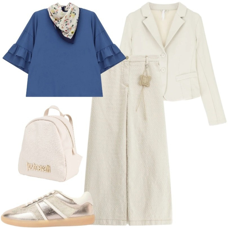 Outfit donna - Pantaloni dal tocco creativo. Stile Trendy per Tutti i giorni. Abbinamento con zaini, sneakers, pantaloni a palazzo, top, blazer.