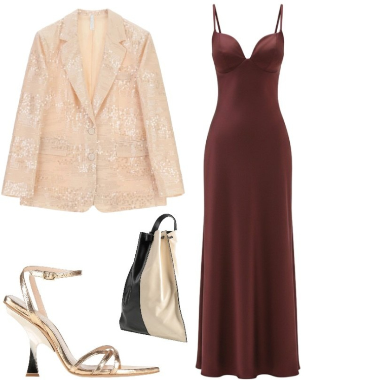 Outfit donna - Eventi speciali. Stile Chic per Cerimonia. Abbinamento con sandali in pelle, zaini, blazer, vestiti lunghi.