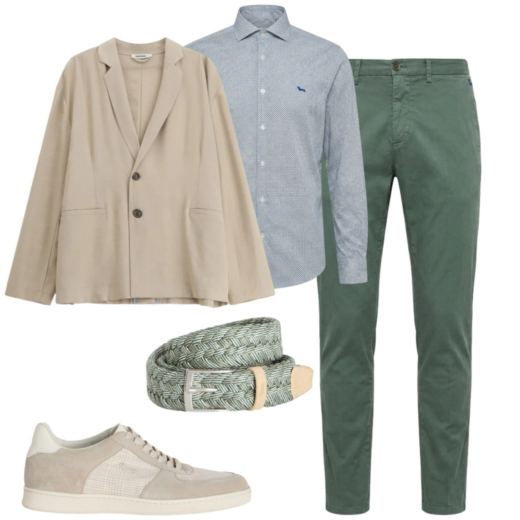 Outfit uomo - City. Stile Urban per Tutti i giorni. Abbinamento con giacche, camicie, sneakers, cinture, pantaloni chino.
