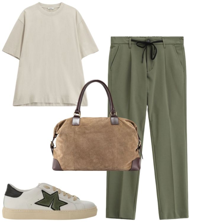 Outfit uomo - City. Stile Casual per Tutti i giorni. Abbinamento con t-shirt, sneakers, pantaloni, borse sportive.