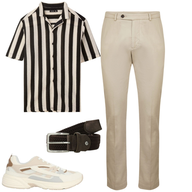 Outfit uomo - Total look #2390987. Stile Urban per Tutti i giorni. Abbinamento con camicie a manica corta, sneakers, cinture, pantaloni.