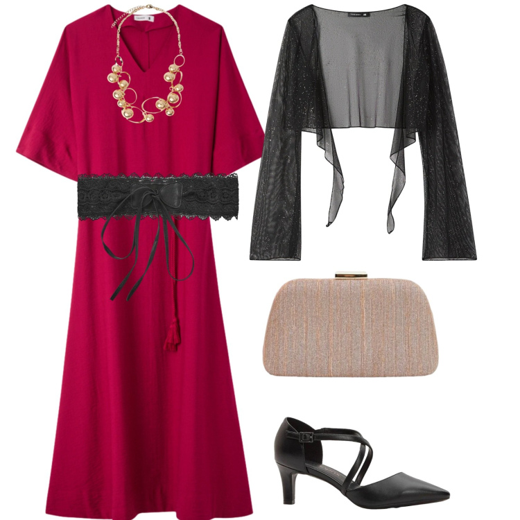 Outfit donna - Serata in nave. per Serata fuori. Abbinamento con décolleté, cinture, vestiti lunghi, blazer, collane, pochette.