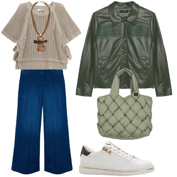 Outfit donna - Total look #2391049. Stile Sporty chic per Tutti i giorni. Abbinamento con sneakers, top, blazer, jeans, ciondoli, borse tote.