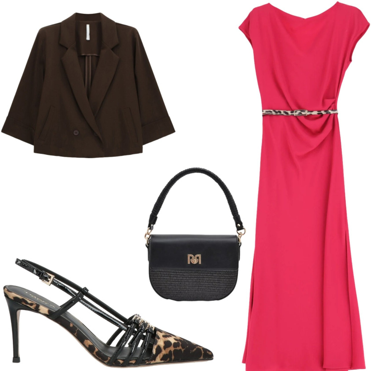 Outfit donna - Cena al mio ristorante preferito. Stile Trendy per Cerimonia. Abbinamento con décolleté, borse a spalla, vestiti midi/longuette, blazer.
